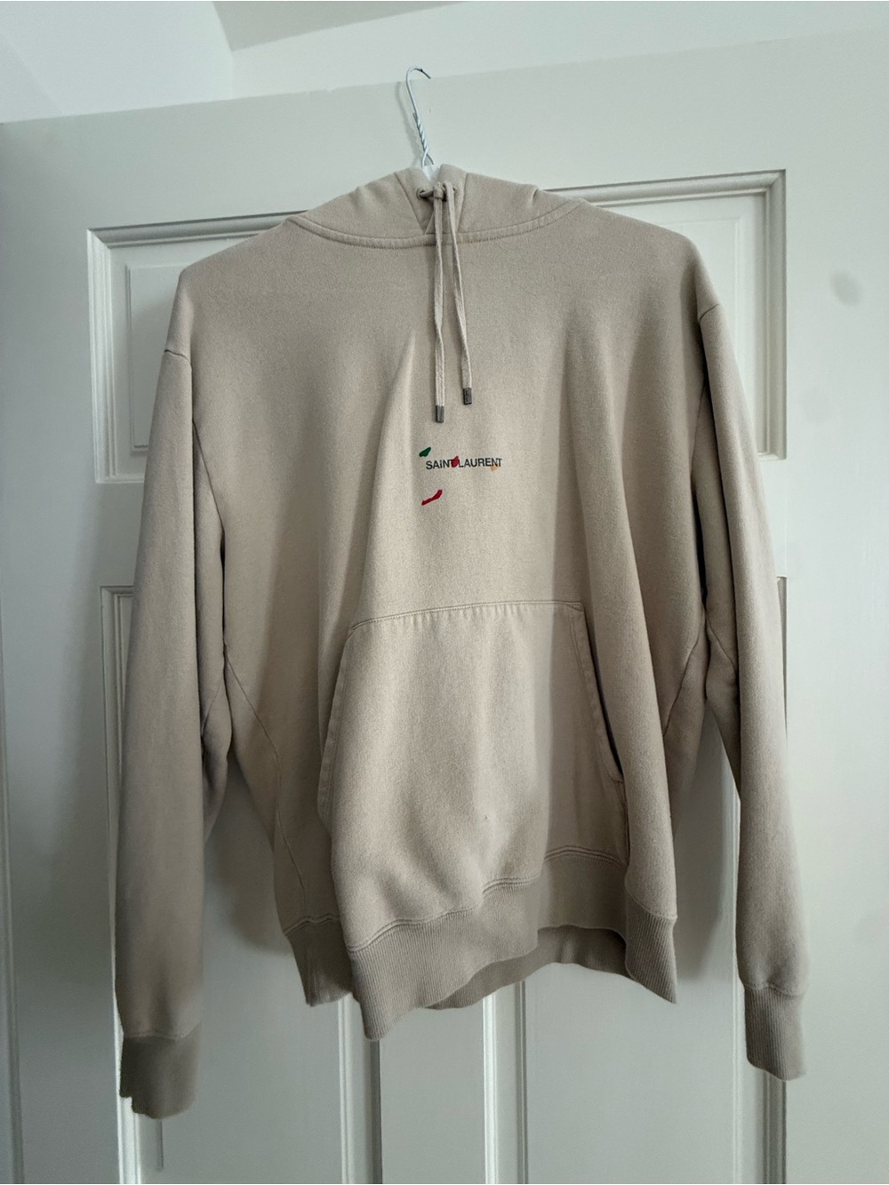 Saint Laurent Beige Crewneck Hoodie with Subtle Logo